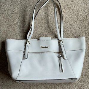 CALVIN KLEIN white leather bag